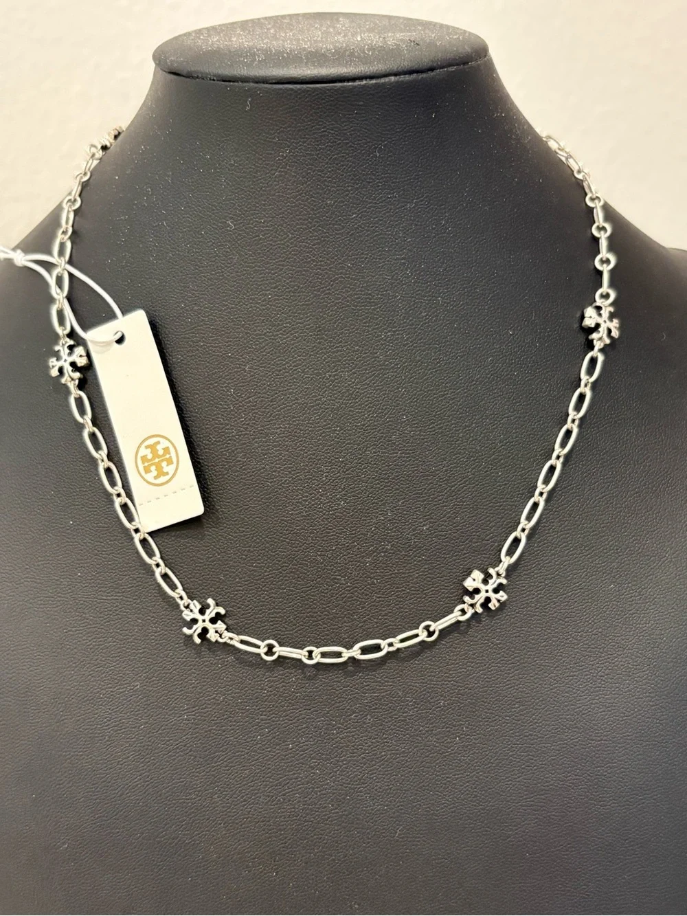 Tory Burch Silver-Tone Logo Link Necklace